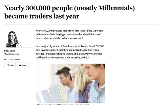 Nearly 300,000 people (mostly Millennials) became traders last year